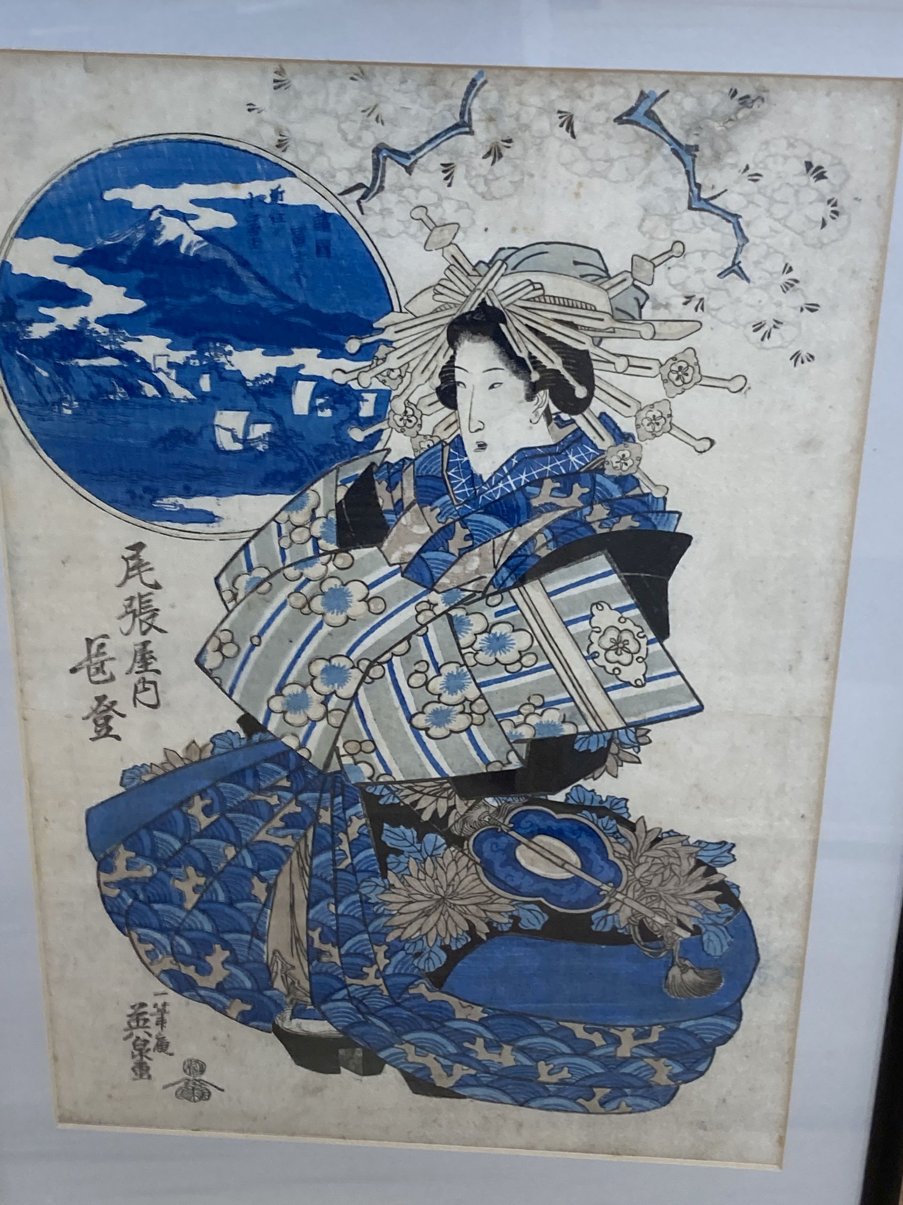 Japanese School, four assorted woodblock prints, Geishas and actresses, largest 36 x 25cm